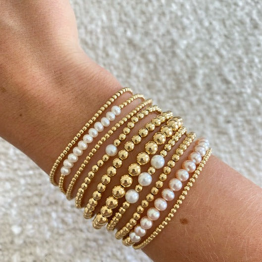 3 Pearl Gold Bead Bracelet