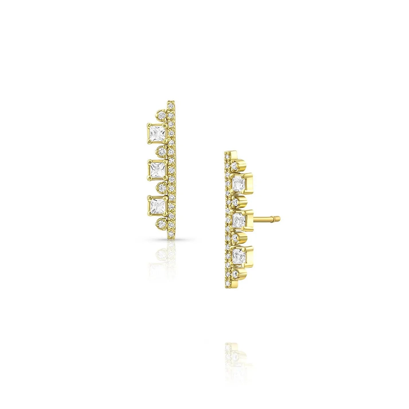 White Topaz Diamond Bar Earrings