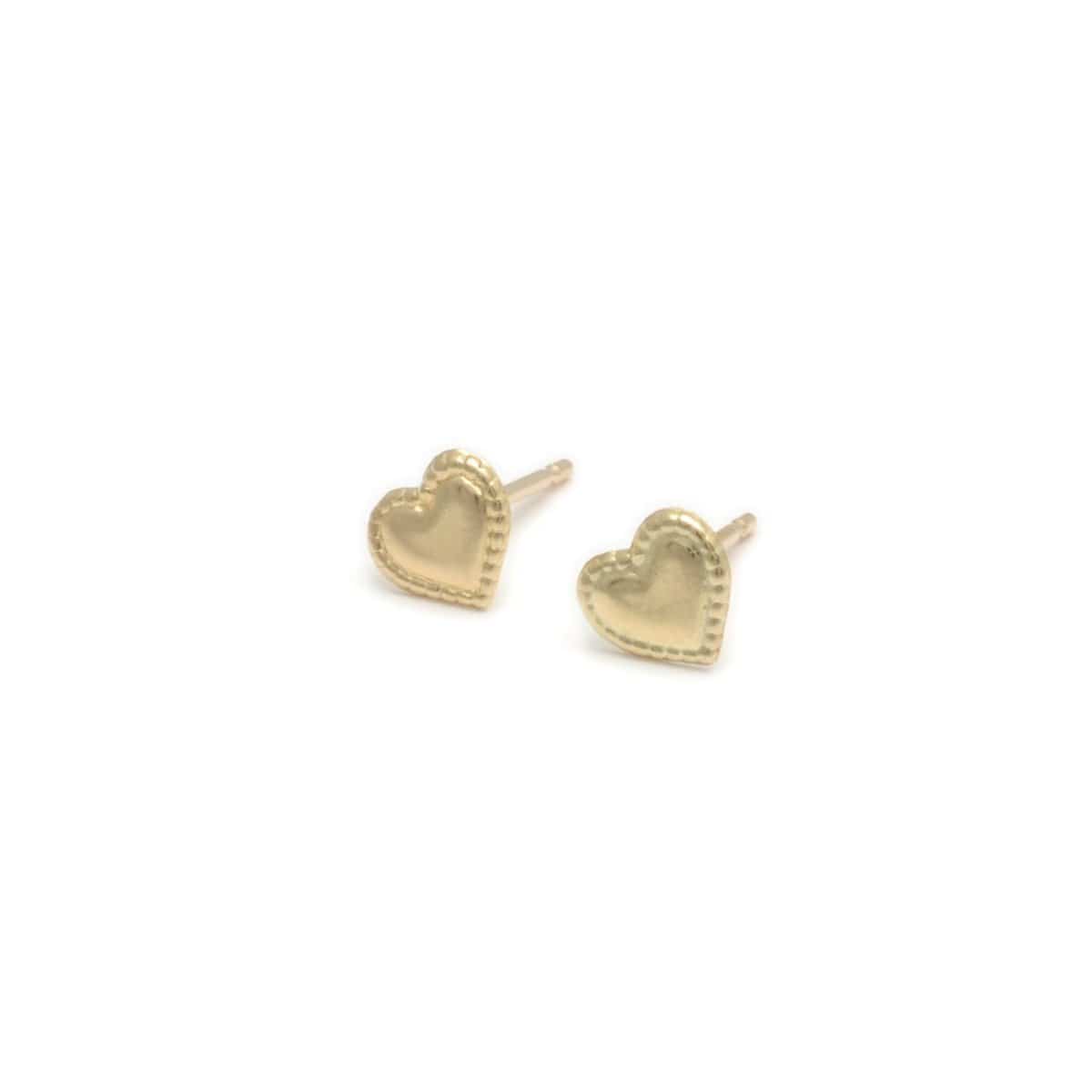 Milgrain Edge Mini Gold Heart Earrings