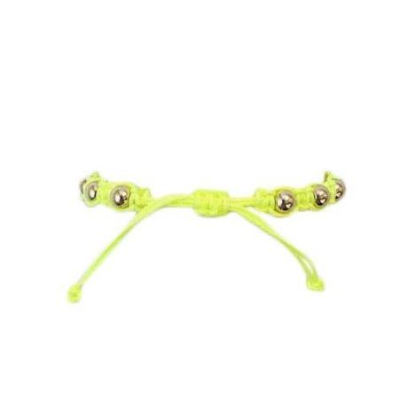 Neon Yellow Macrame Bracelet with Yellow Gold Beads