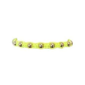 Neon Yellow Macrame Bracelet with Yellow Gold Beads