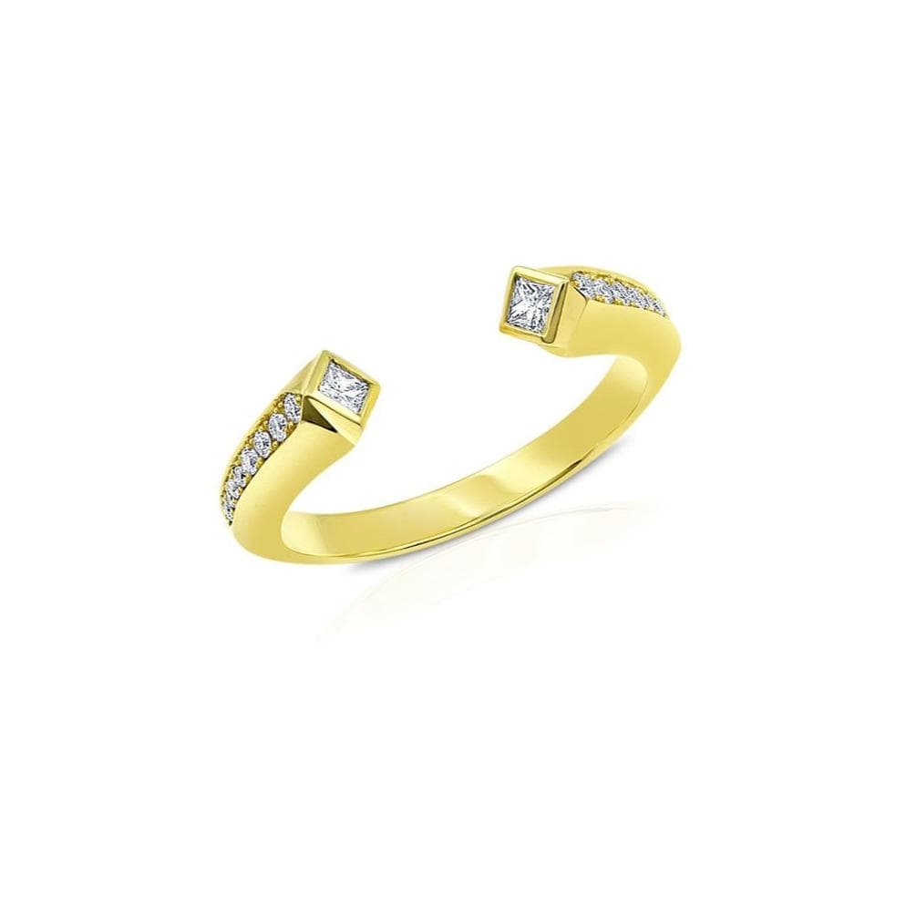Diamond Open Cuff Style Gold Ring
