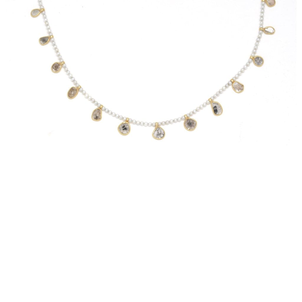 Pearl Diamond Slice Shaker Necklace