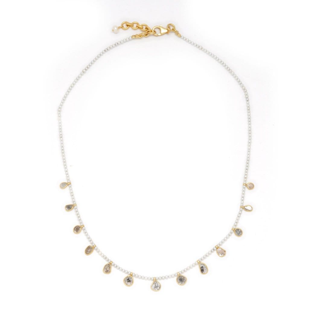 Pearl Diamond Slice Shaker Necklace - Curated Los Angeles