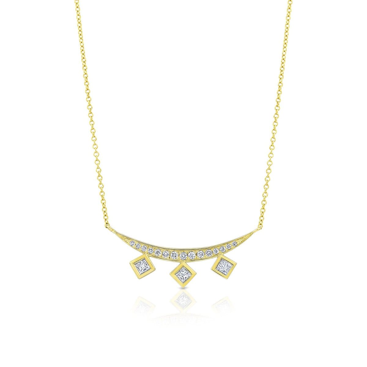 diamond crescent necklace 18K