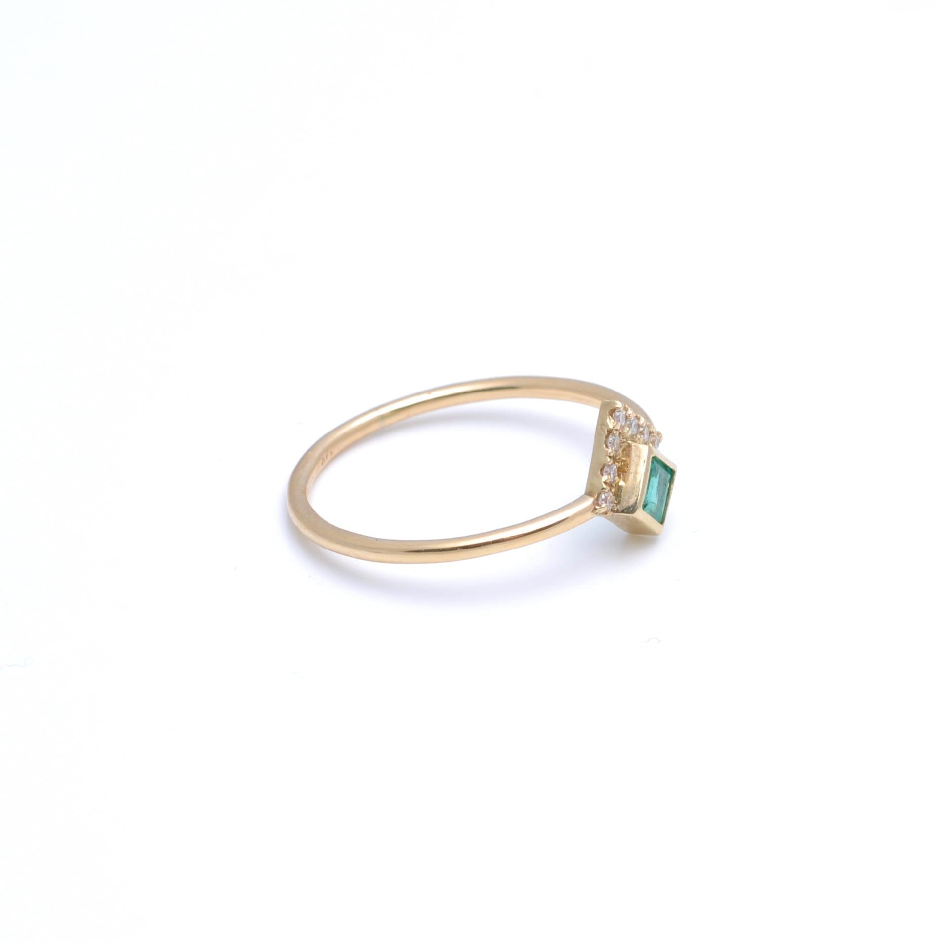 Princess Cut Emerald Pave Diamond Ring