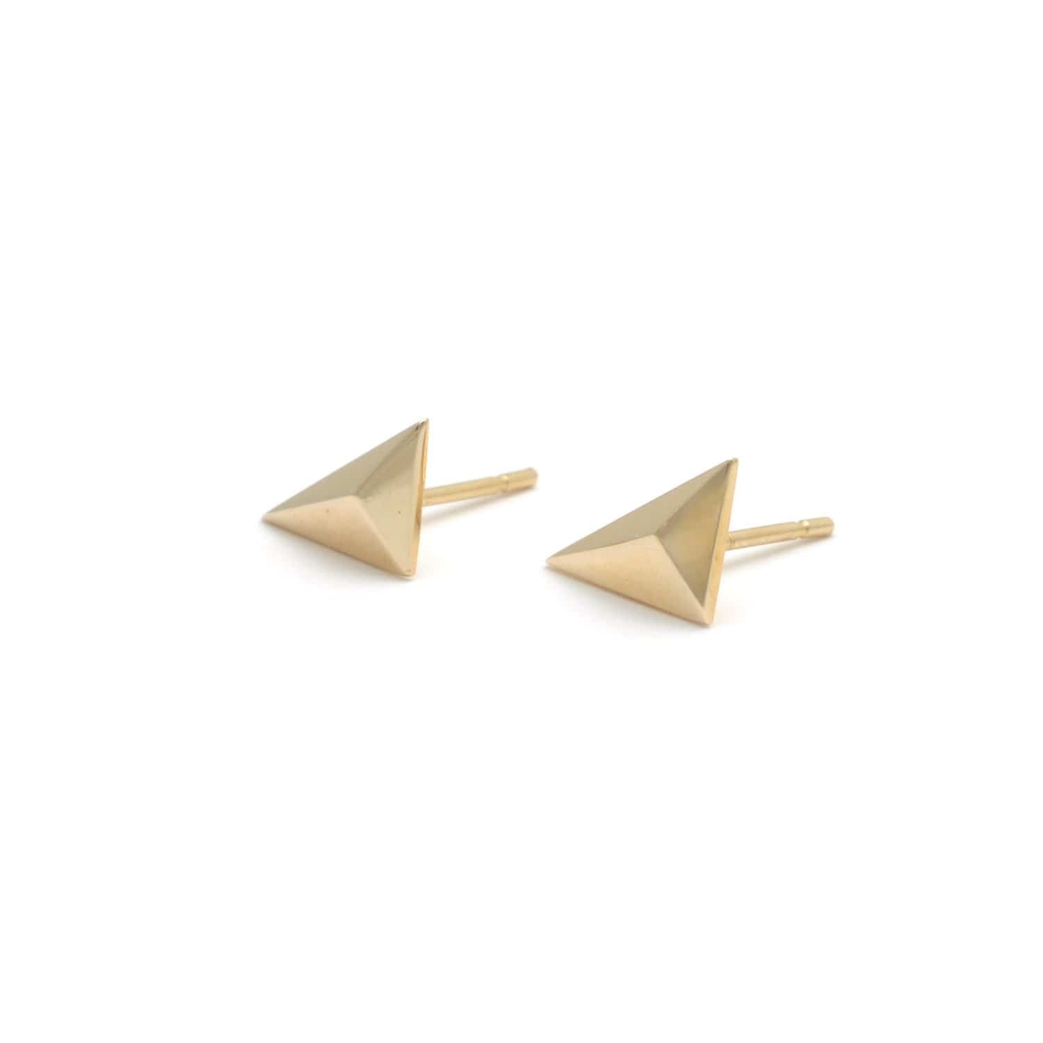 Yellow Gold Right Angle Triangle Studs