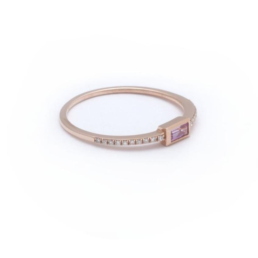 Baguette Pink Sapphire Diamond Half Eternity Ring