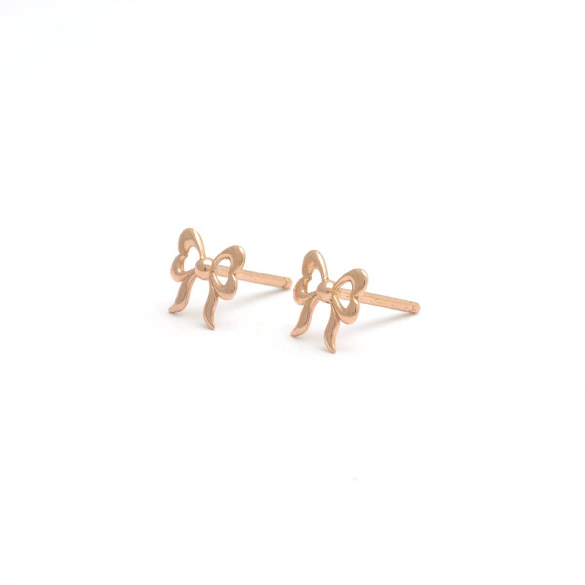 Small Bow Studs Rose Gold Earrings Elizabeth Jane Atelier