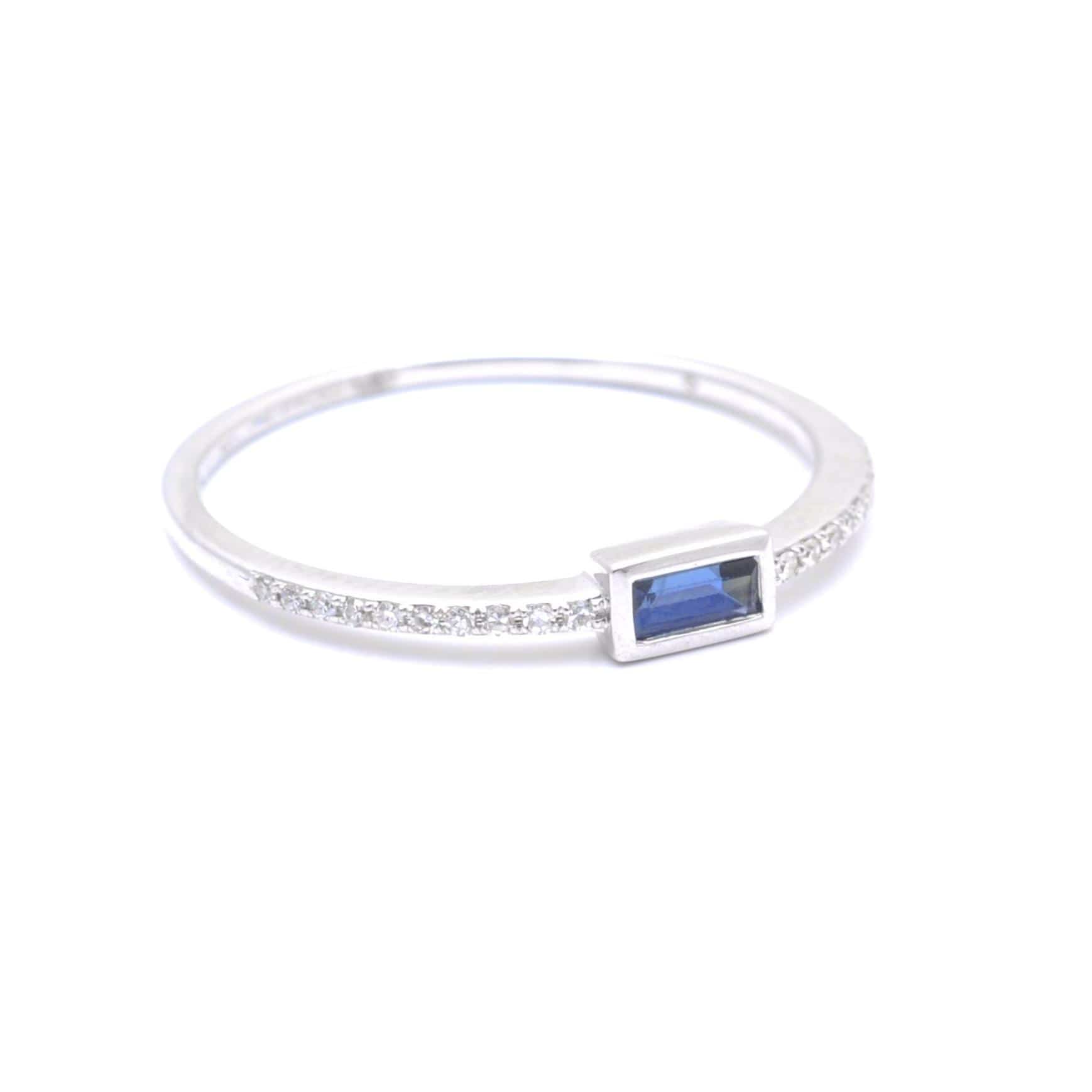 Blue Sapphire Baguette Diamond Pave Ring Curated Los Angeles