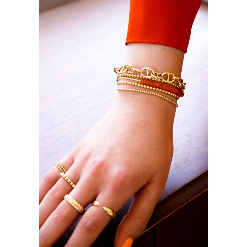 2mm Carnelian Gemstone Beaded Bracelet