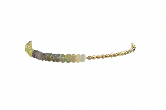2mm Gold and Forest Sapphire Ombre Beaded Bracelet