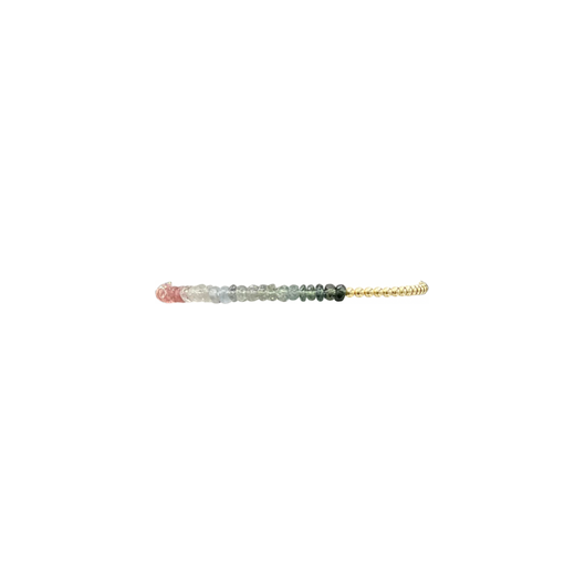 2mm Gold and Seabreeze Sapphire Ombre Beaded Bracelet