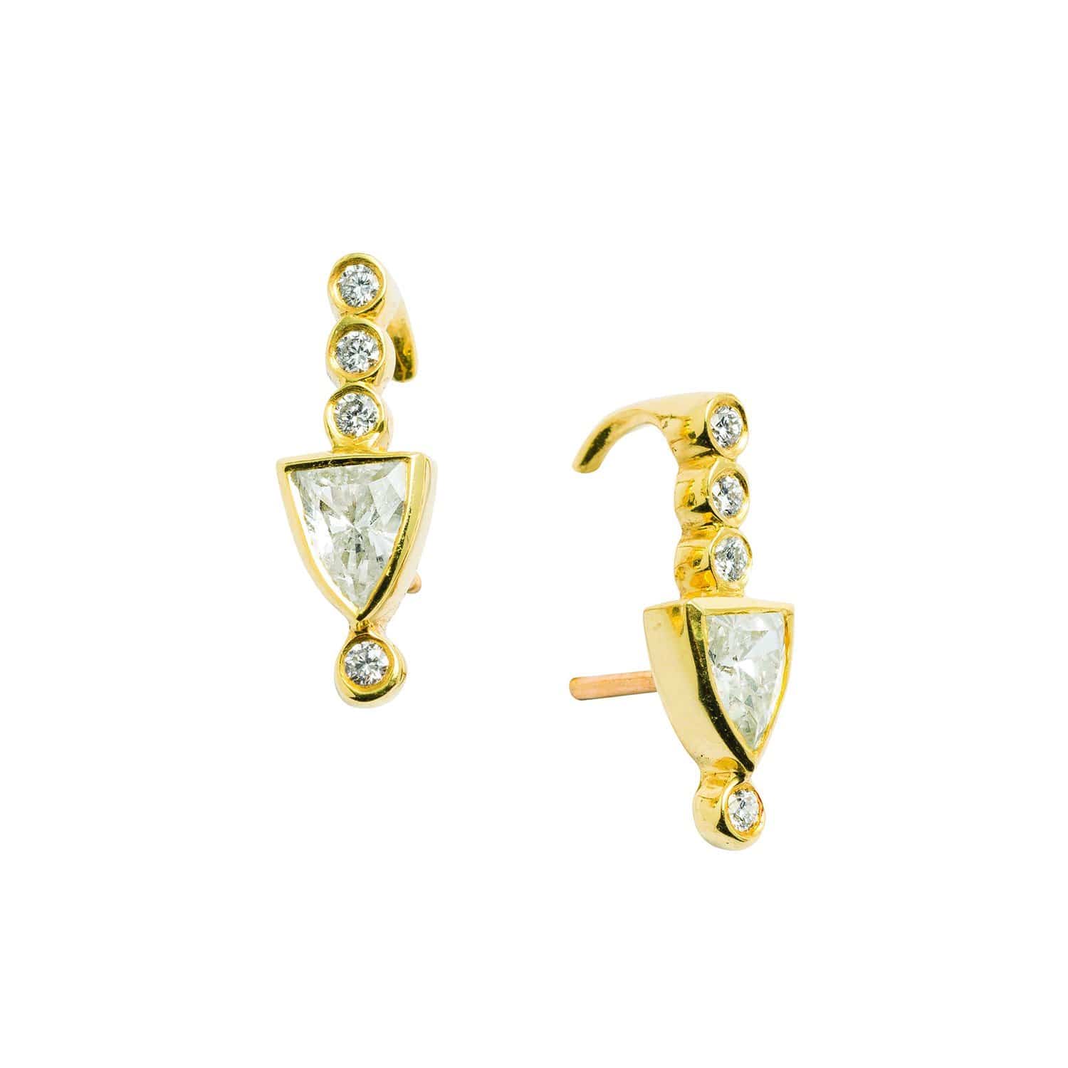 Diamond Pave Shield Yellow Gold Studs Meredith Young