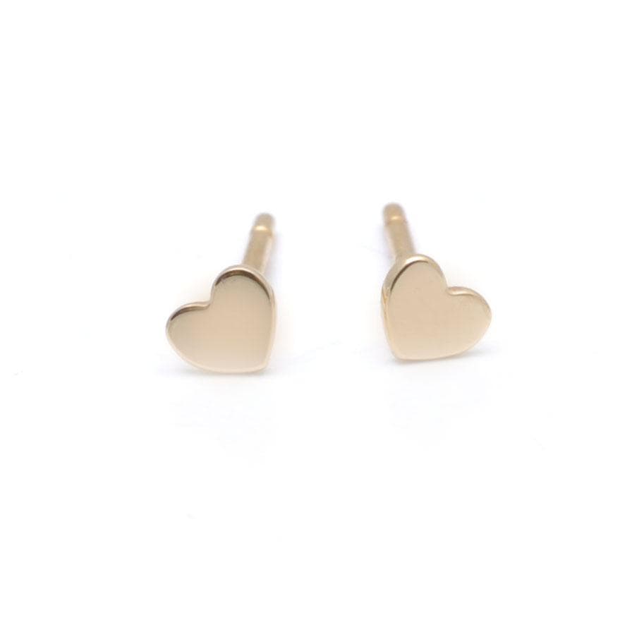 Small Yellow Gold Heart Studs Curated Los Angeles