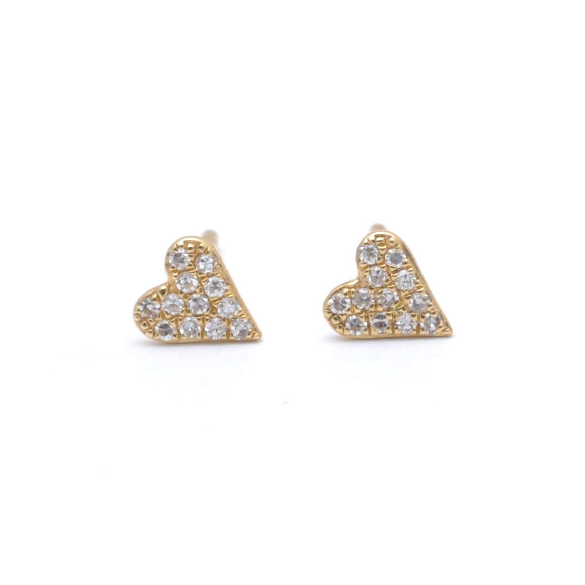Petite Diamond Gold Heart Studs 14k