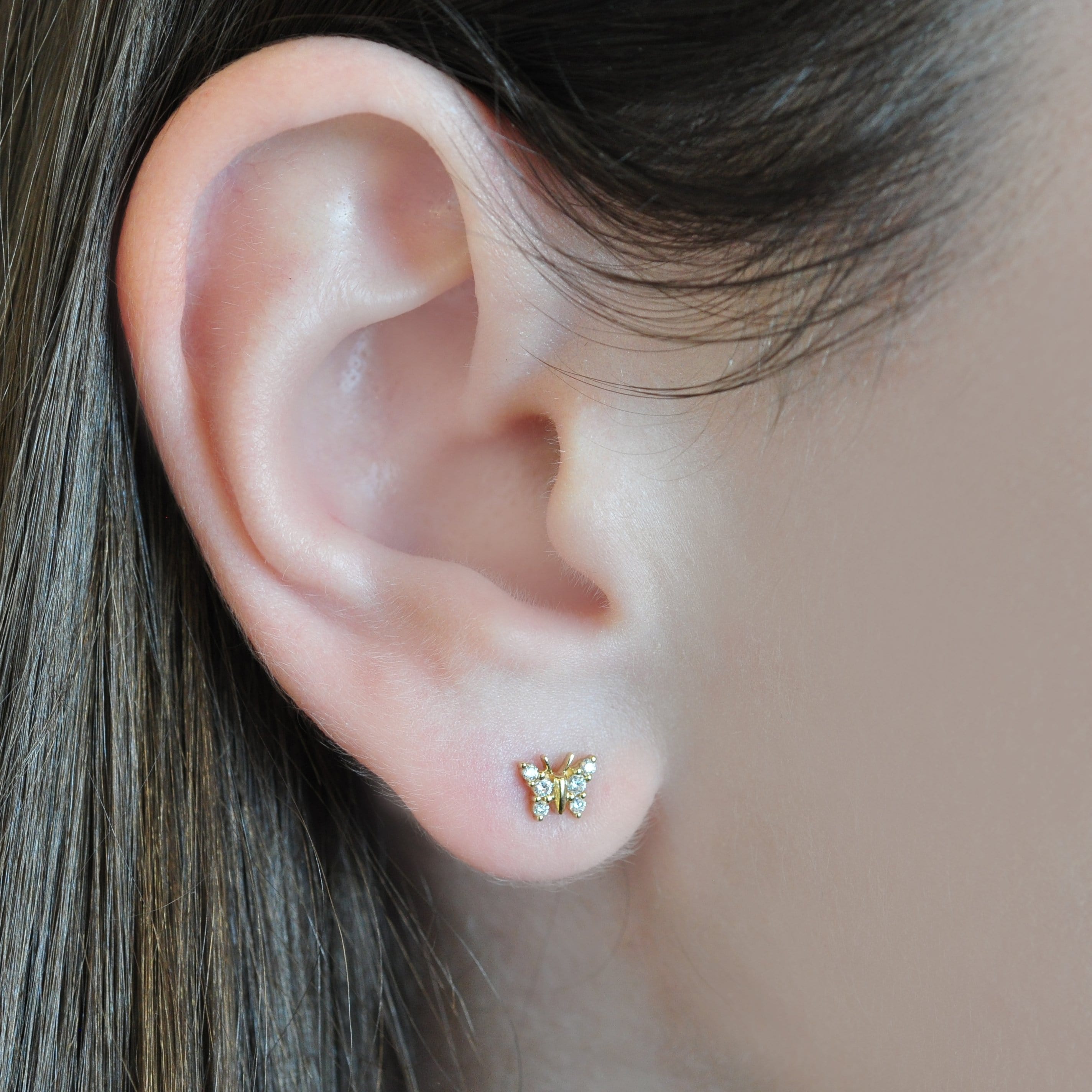 Tiny Diamond Butterfly Earrings Curated Los Angeles