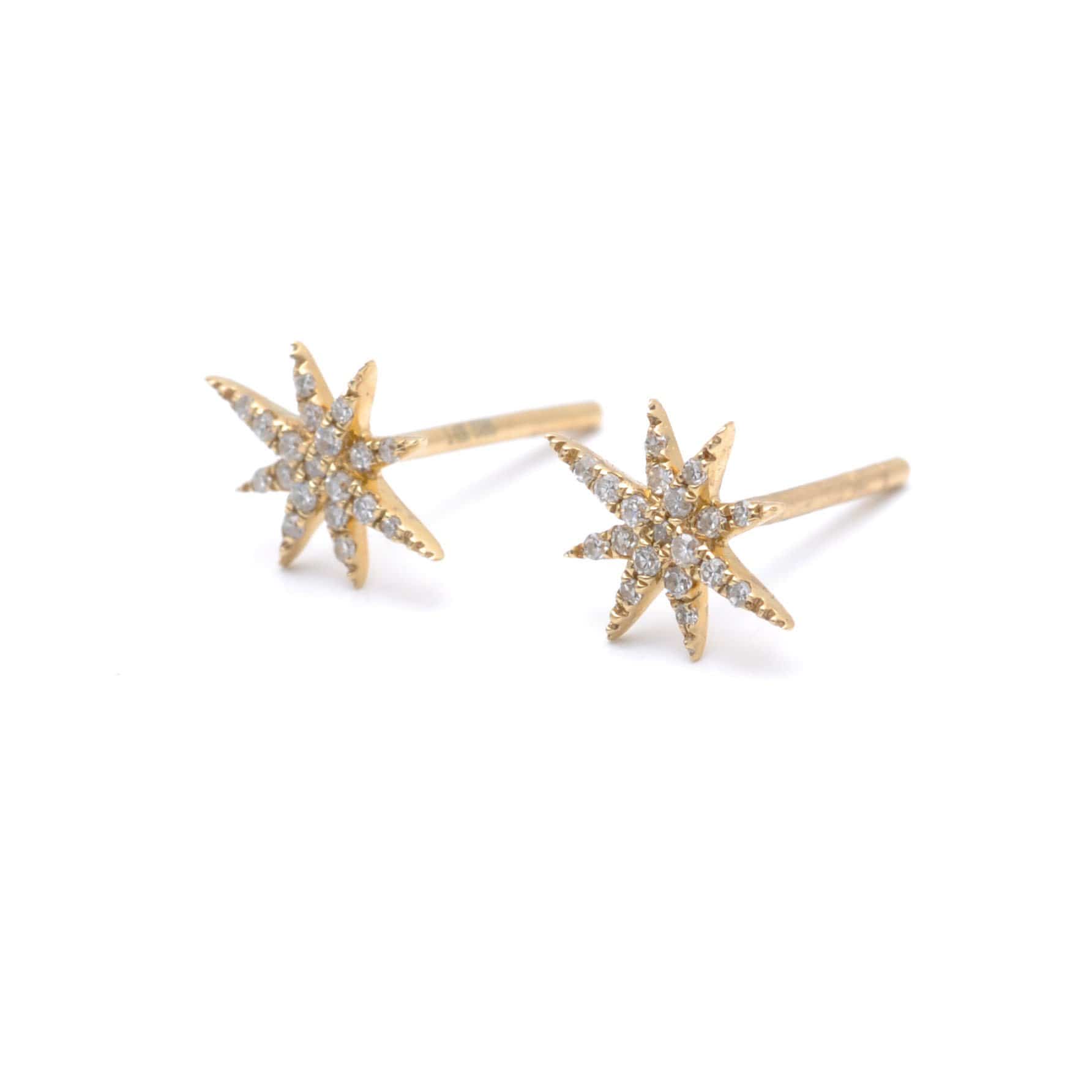 Diamond North Star Yellow Gold Earrings