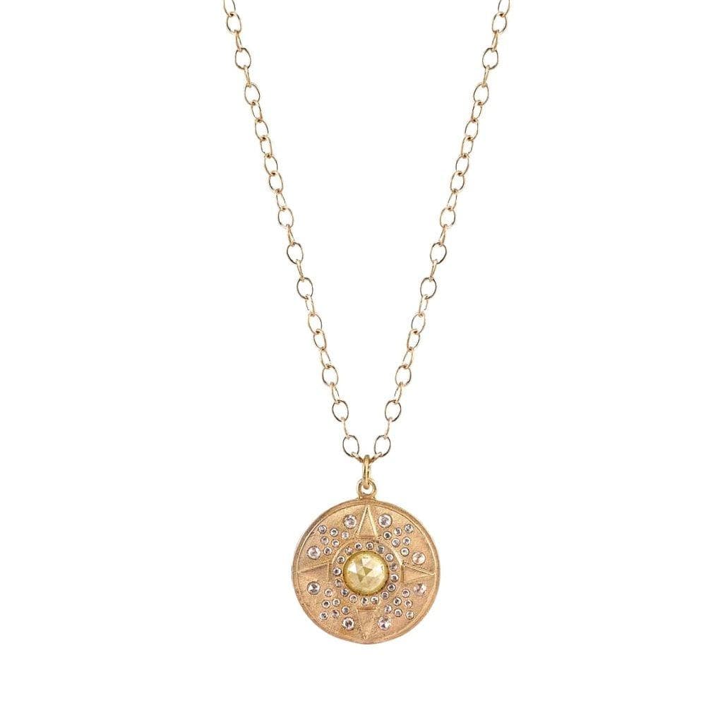compass diamond medallion necklace