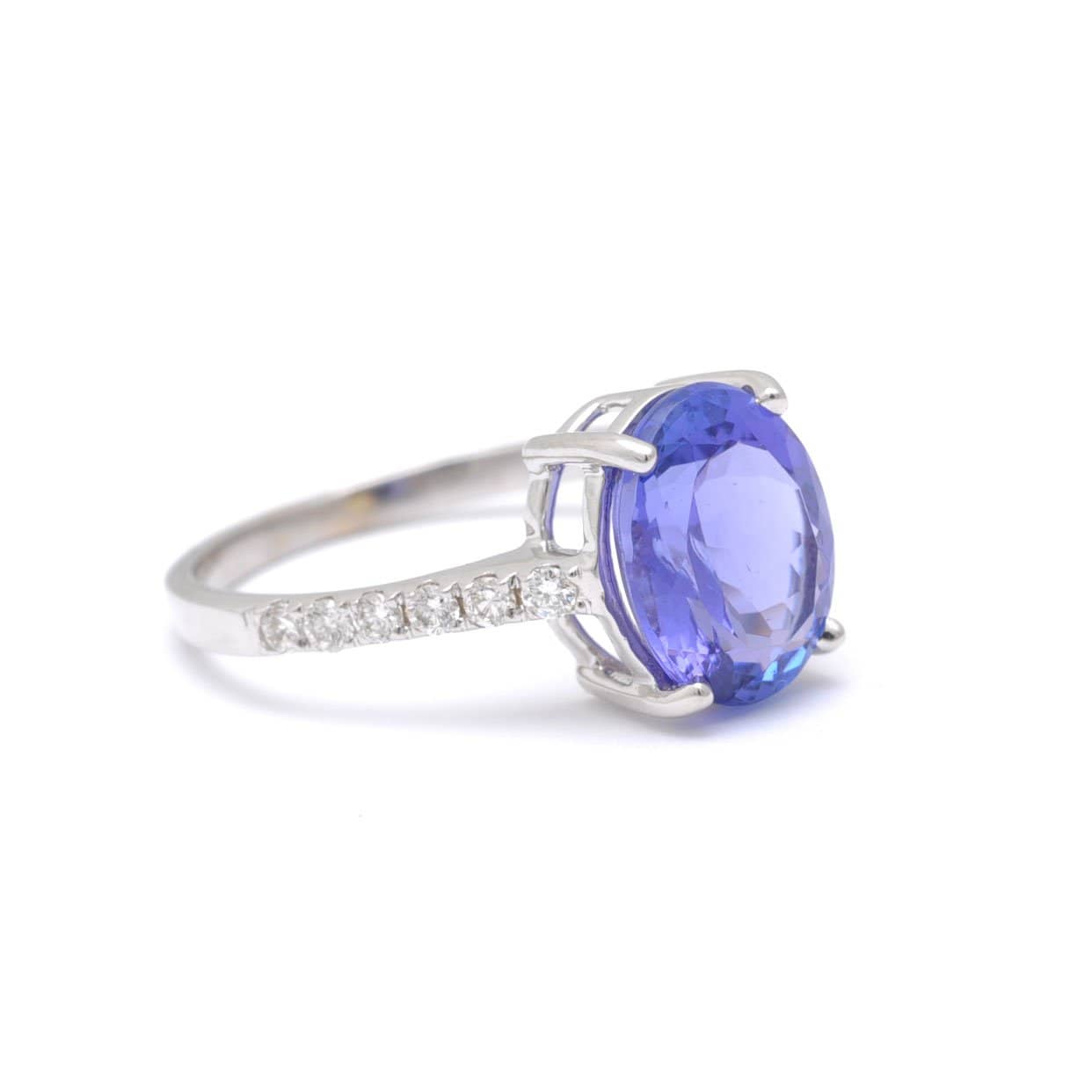 Tanzanite Diamond Pave Engagement Ring