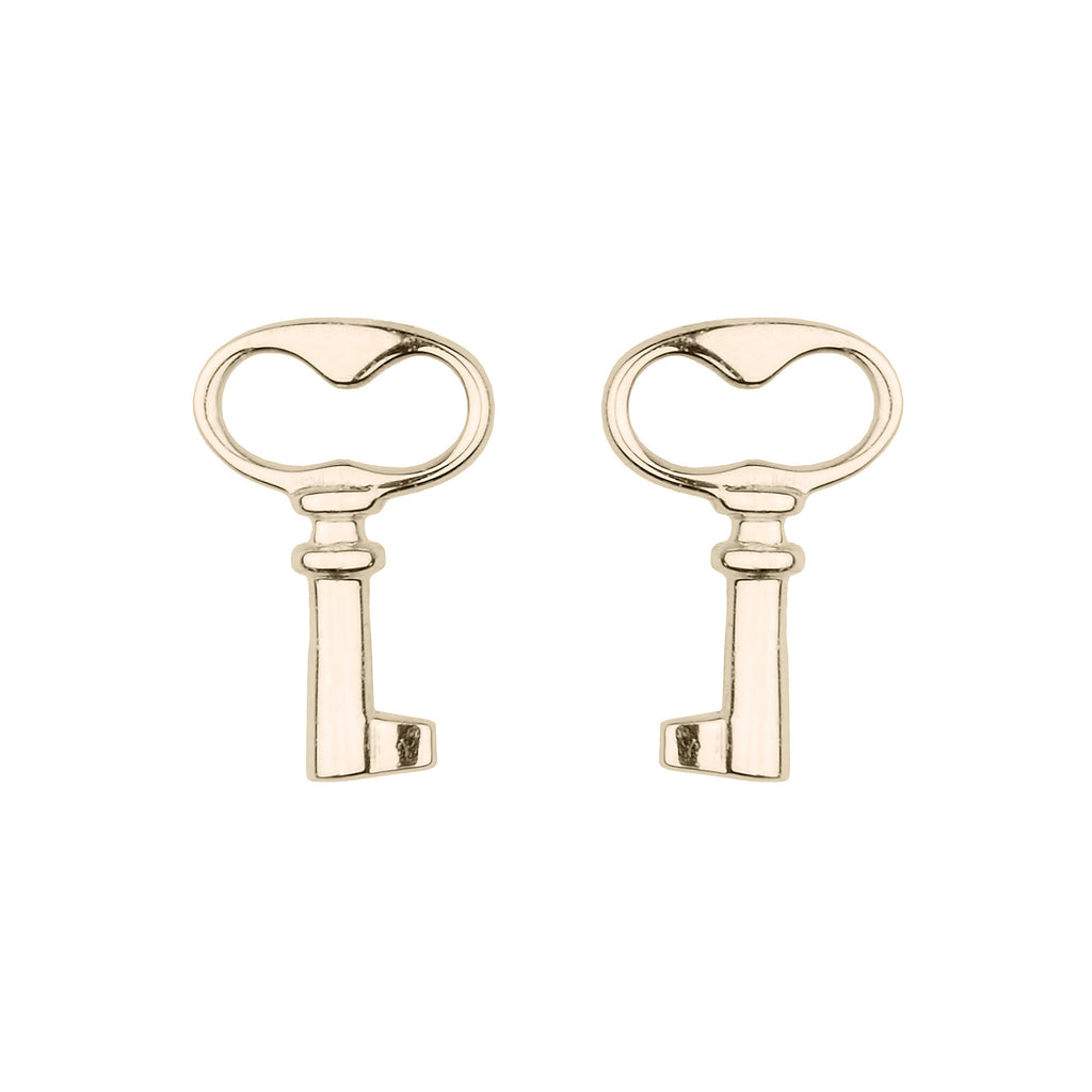 Tiny Gold Key Stud Earrings