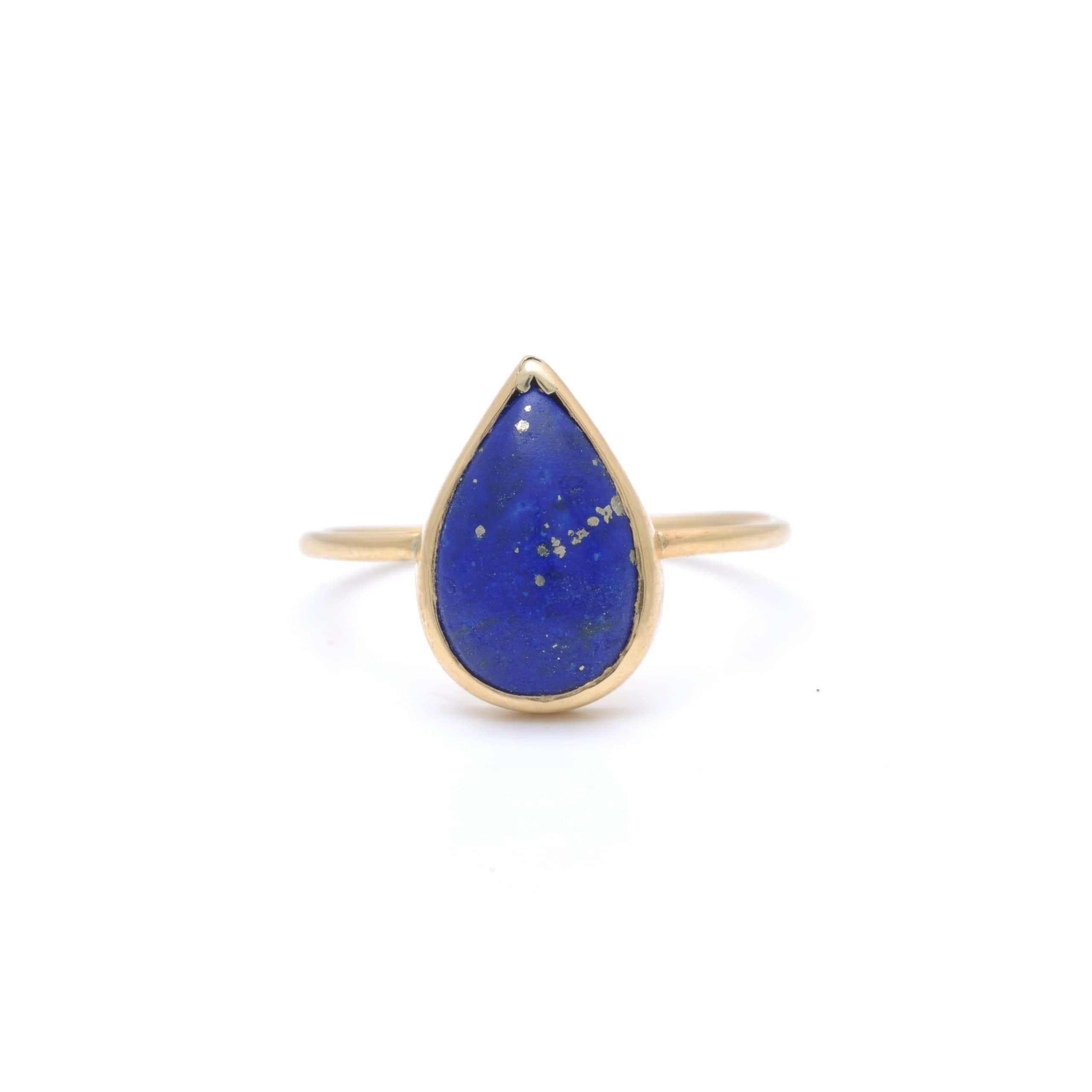 Lapis Lazuli Pear Cut Yellow Gold Ring Curated Los Angeles Caitlin nicole