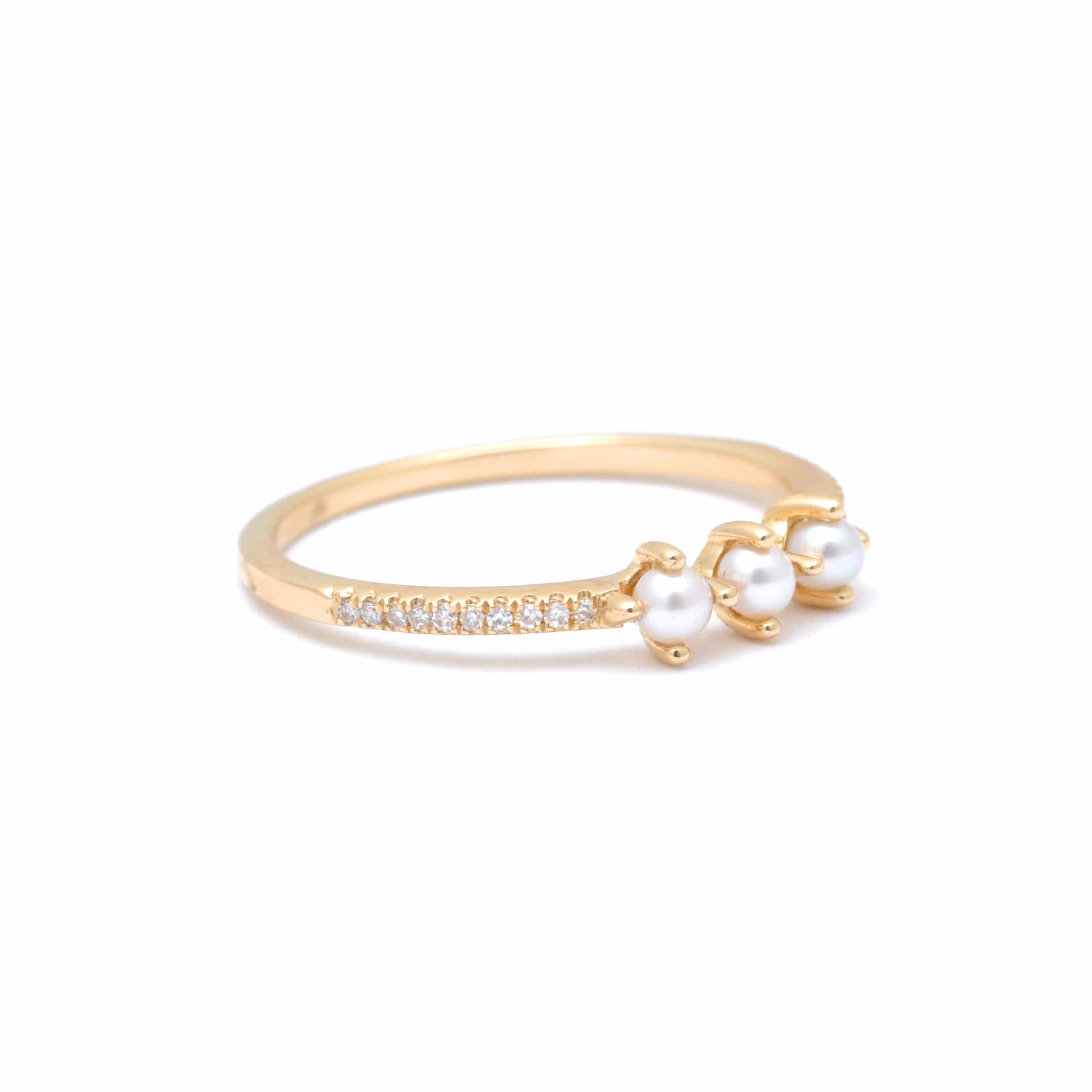 Three Tiny Pearl Diamond Pave Band Curated Los Angeles
