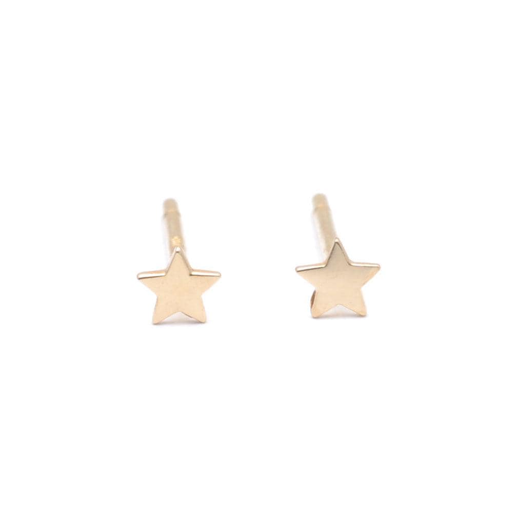 Tiny Star Yellow Gold Stud Earrings Curated Los Angeles