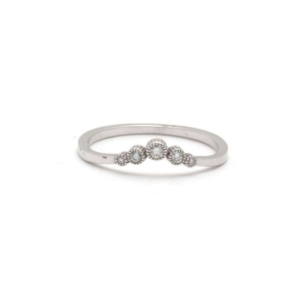 Graduating Diamond Curved White Gold Stacking Band