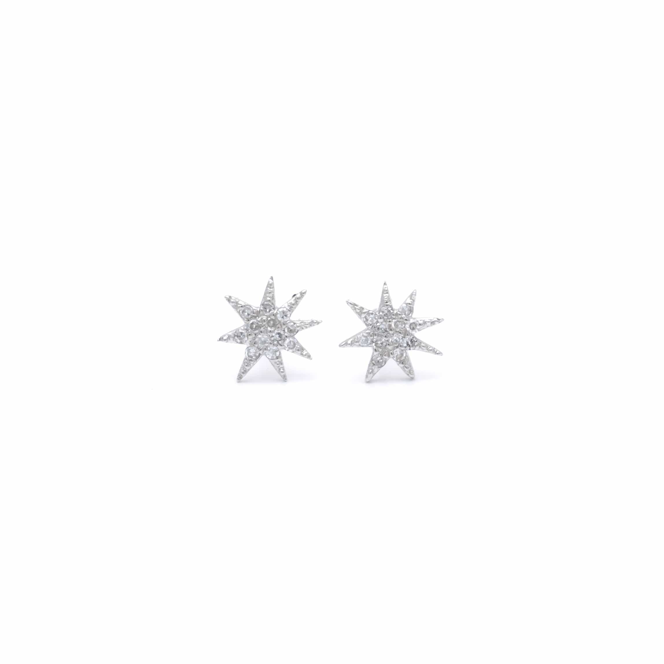 Diamond Starburst White Gold Studs