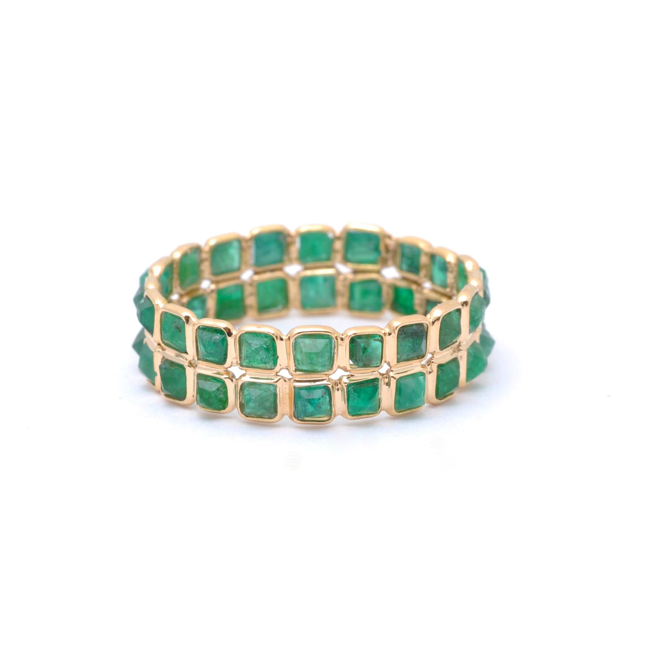 Two Row Emerald Gold Ring