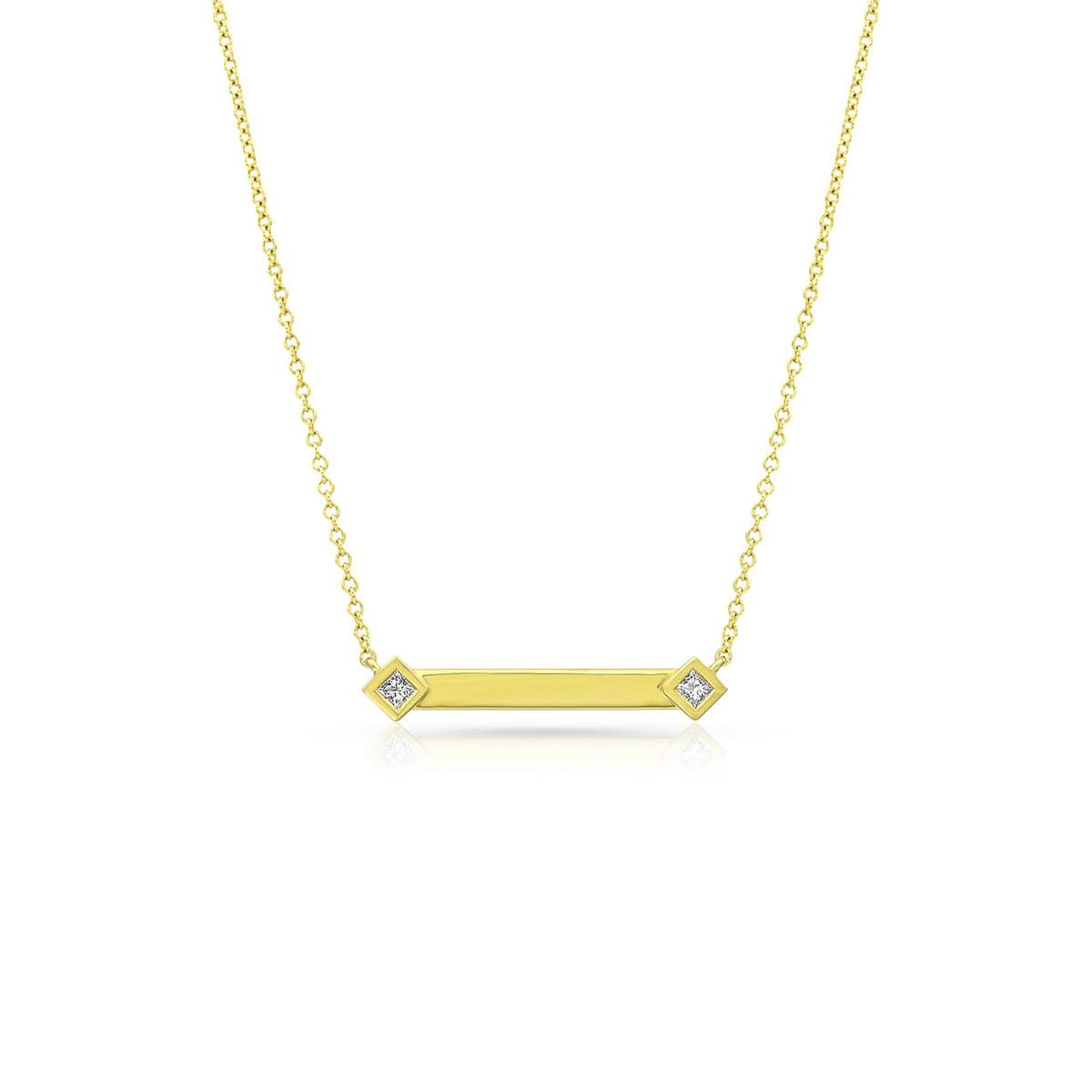Diamond Bar Yellow Gold Necklace