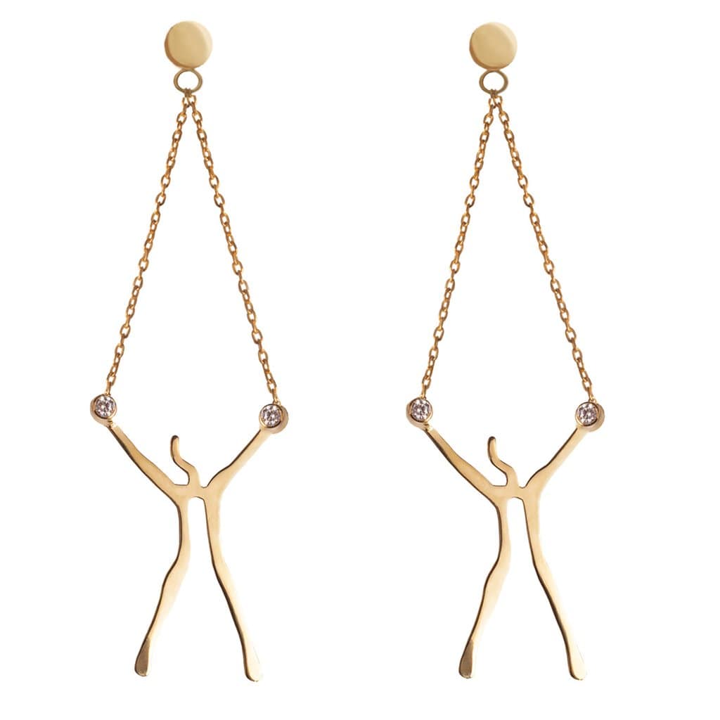 Abstract Woman Gold Earrings