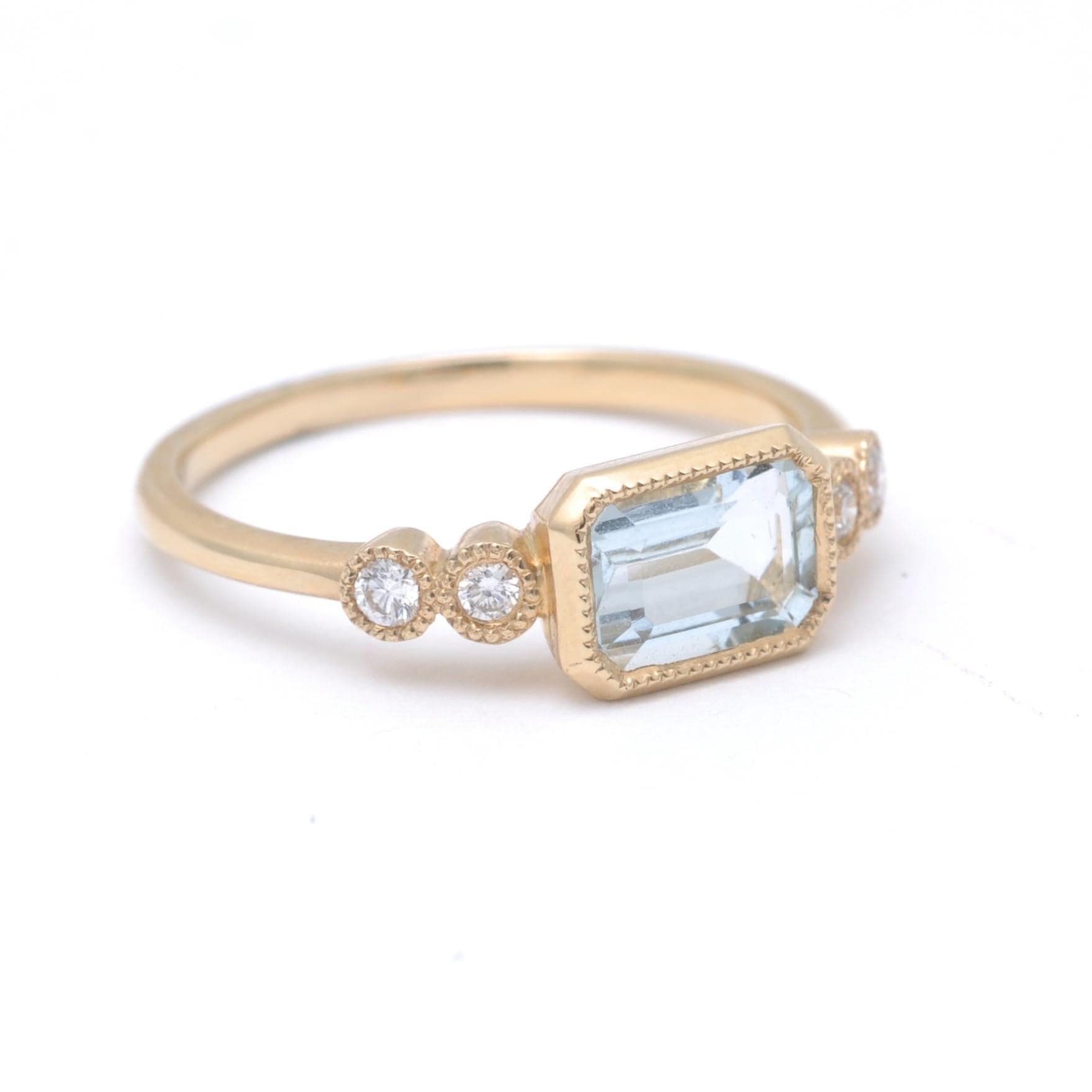 Aquamarine Diamond 14k Gold Ring