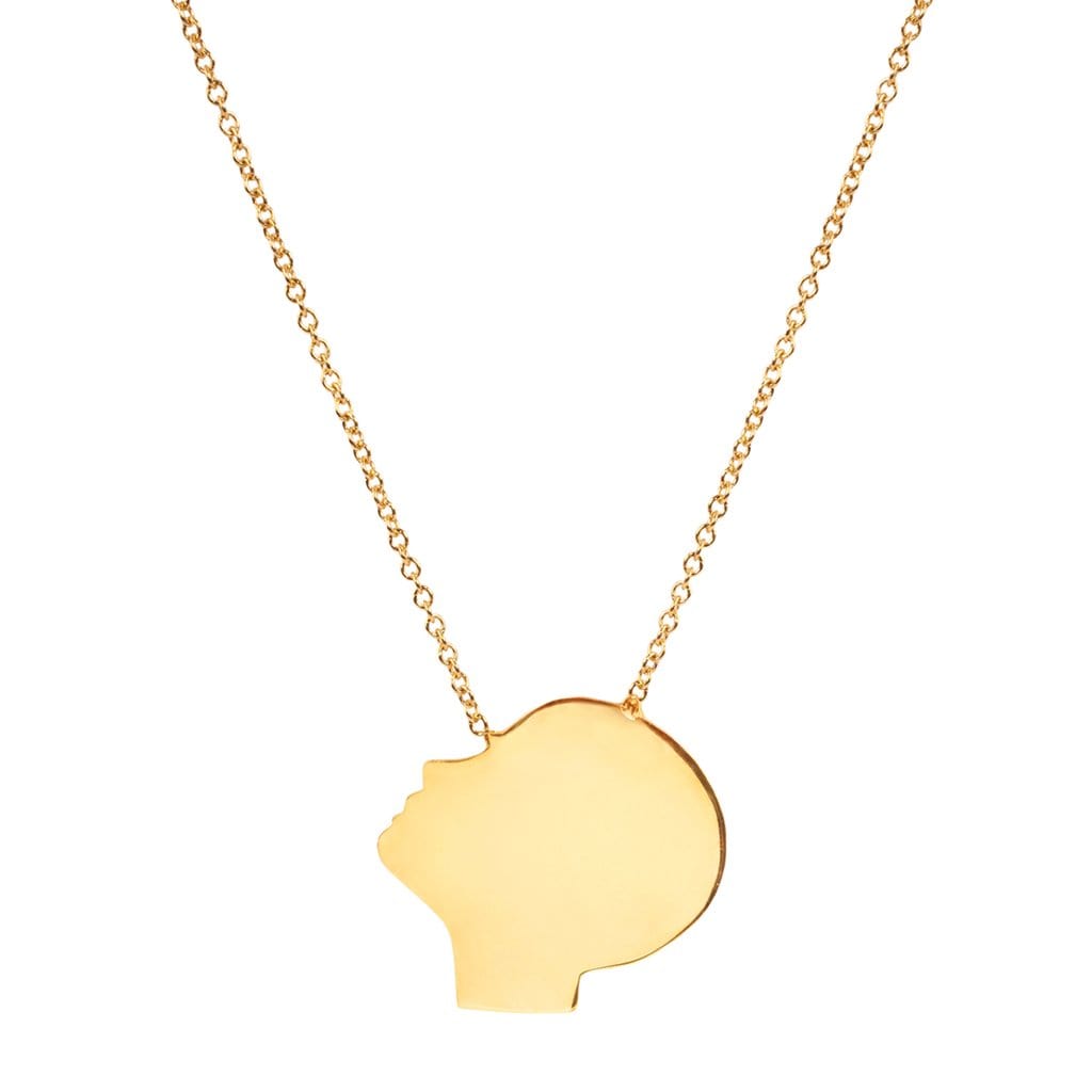 Yellow Gold Boy's Face Profile Necklace