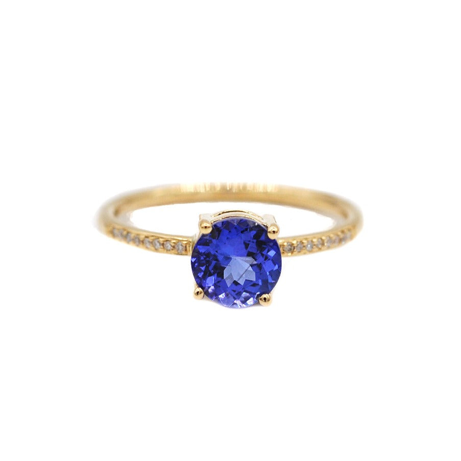 14K Tanzanite and Pave Diamonds Ring