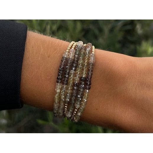 Karen Lazar BRACELETS 2mm Gold and Forest Sapphire Ombre Beaded Bracelet