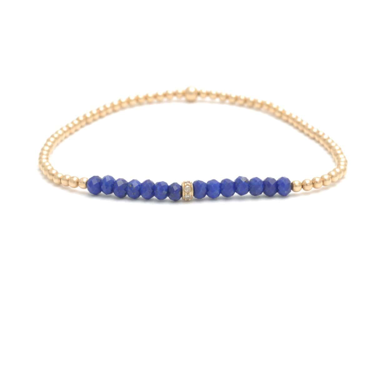 Karen Lazar BRACELETS 2mm Lapis and Diamond Bead Bracelet