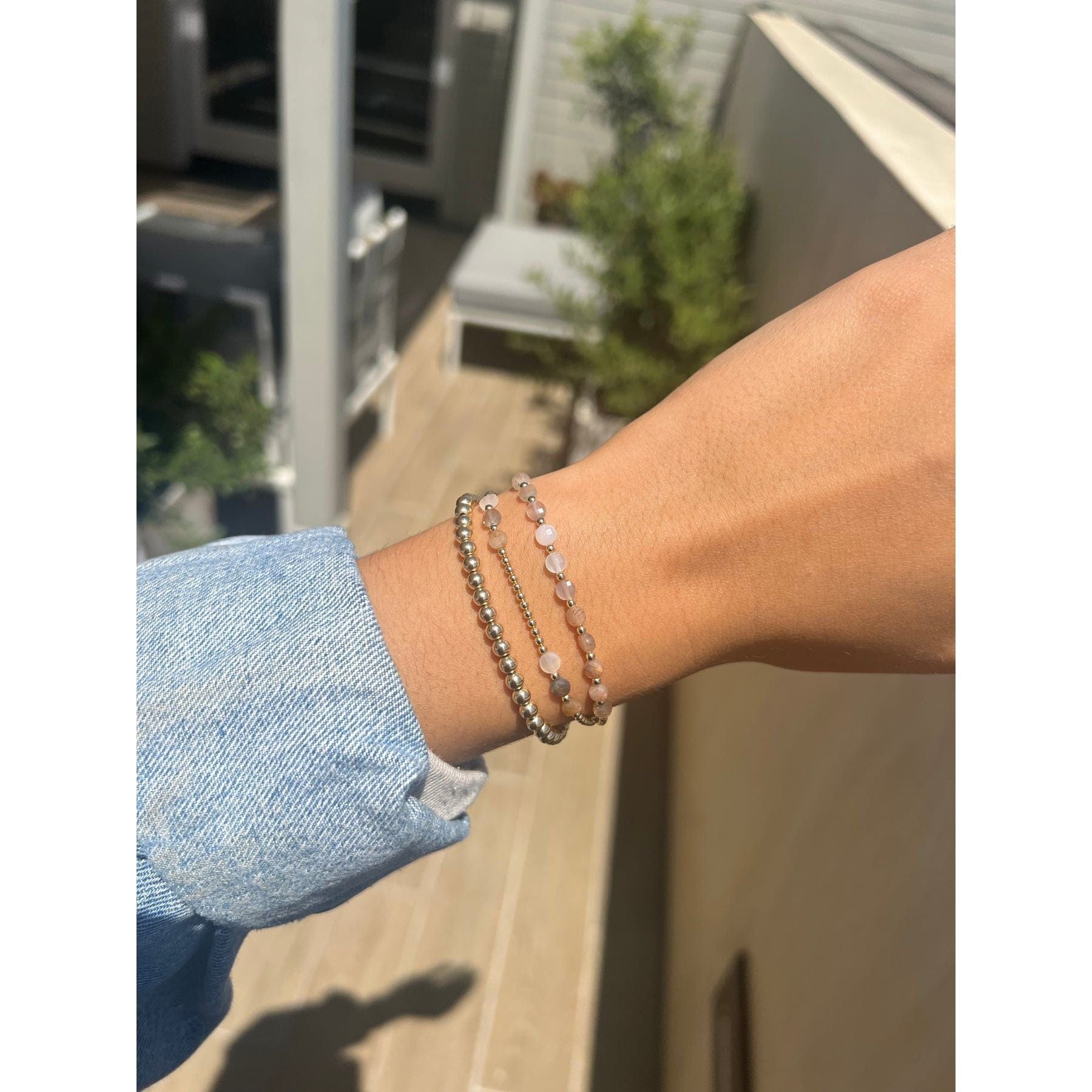 Karen Lazar BRACELETS 2mm Ombre Moonstone Gemstone Pattern Beaded Bracelet