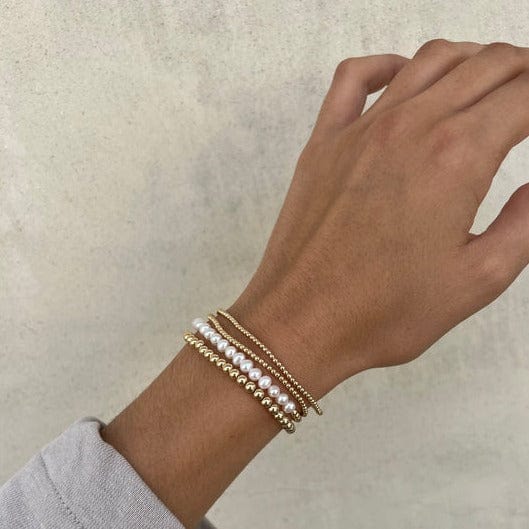 Karen Lazar BRACELETS 2mm Yellow Gold Filled Bracelet with White Pearls Across