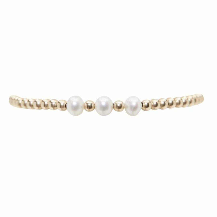 Classic Pearl 3mm Bead Bracelet - Inspire Small Gold Charm