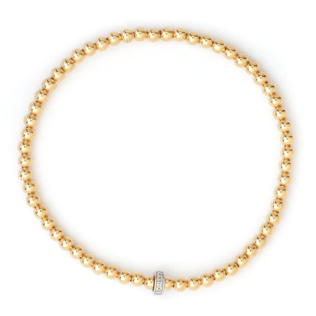 Karen Lazar BRACELETS 3mm Diamond Rondelle Yellow Gold Round Bead Bracelet