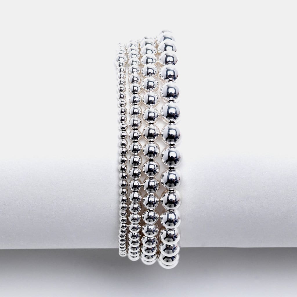 Karen Lazar BRACELETS 7mm Silver Round Bead Stretch Bracelet