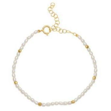 CAITLIN NICOLE JEWELRY BRACELETS Small Pearl Gold Bead Bracelet