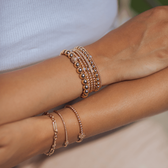 Karen Lazar BRACELETS Yellow Gold Orzo 3mm Beaded Bracelet