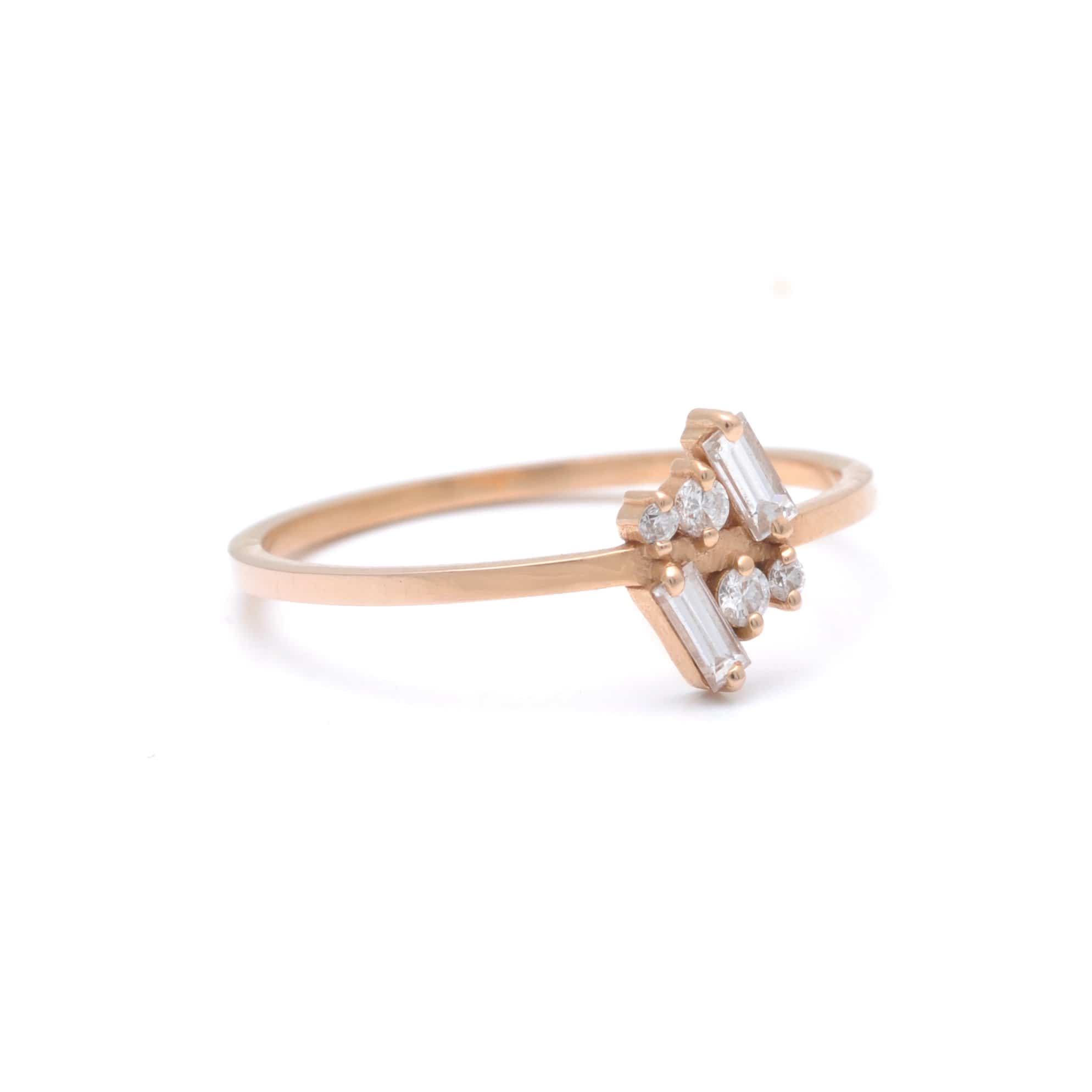 Six Diamond Cluster Petite Rose Gold Ring