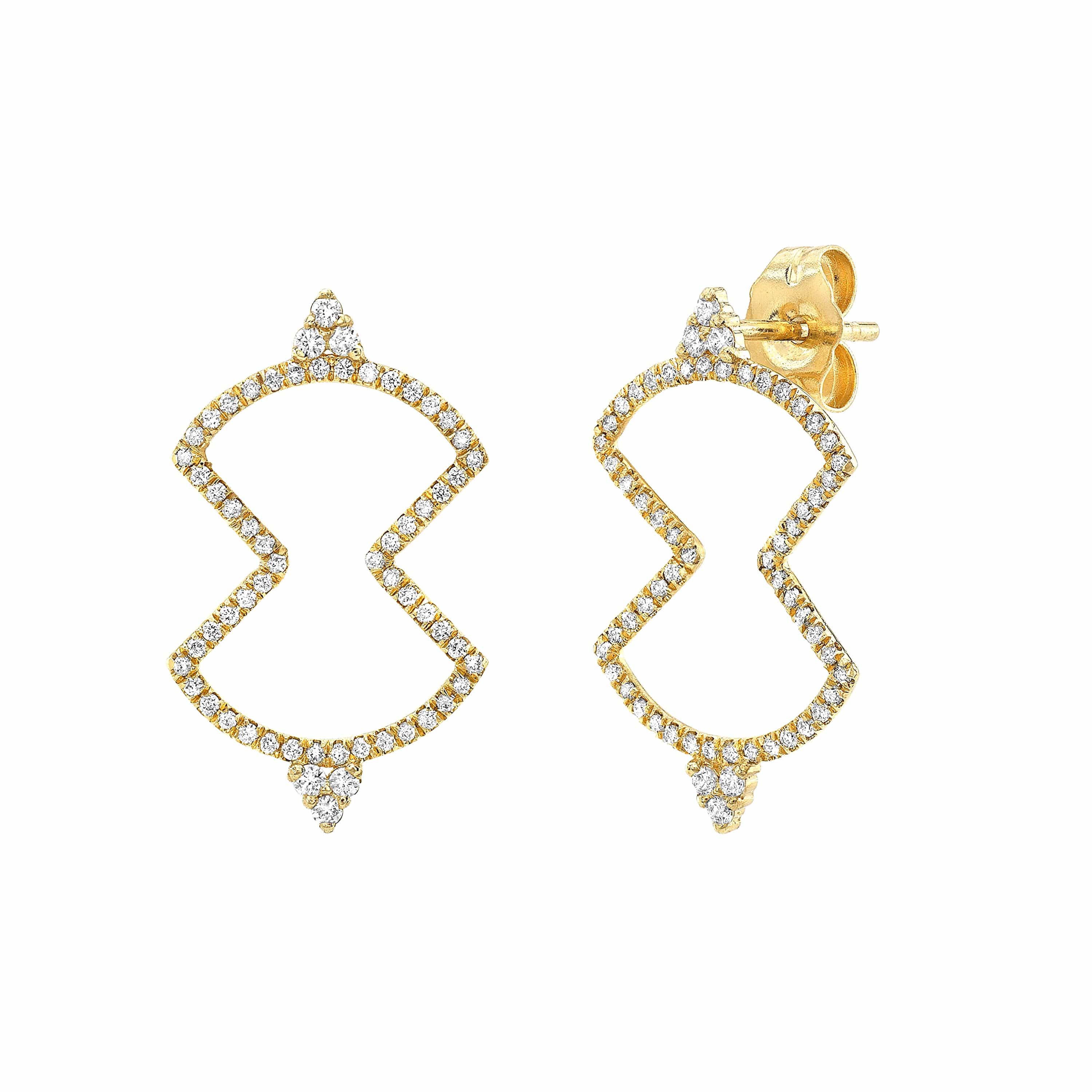 Diamond Pave Shield Yellow Gold Studs Meredith Young