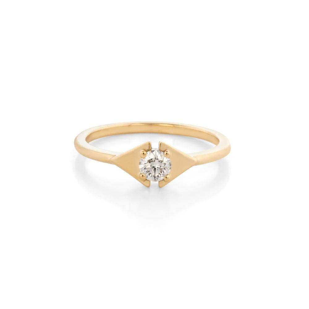 Diamond Yellow Gold Double Triangle Ring