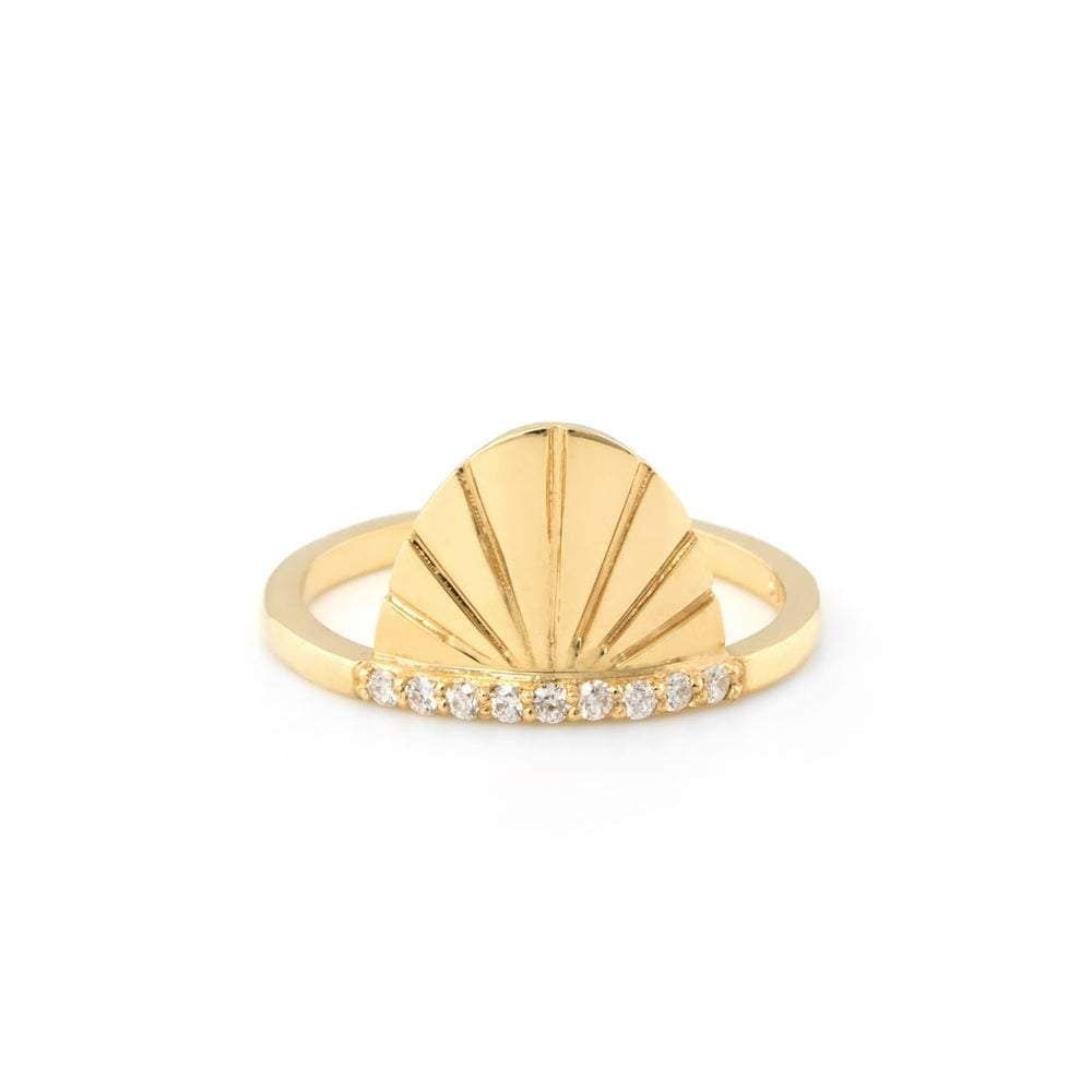 Diamond Yellow Gold Fan Ring