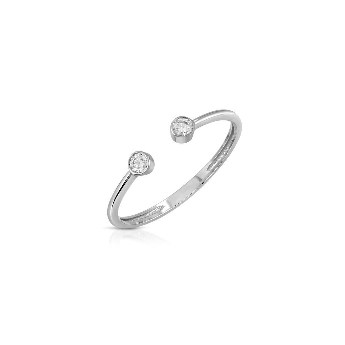 White Diamond Bezel Open Cuff Ring